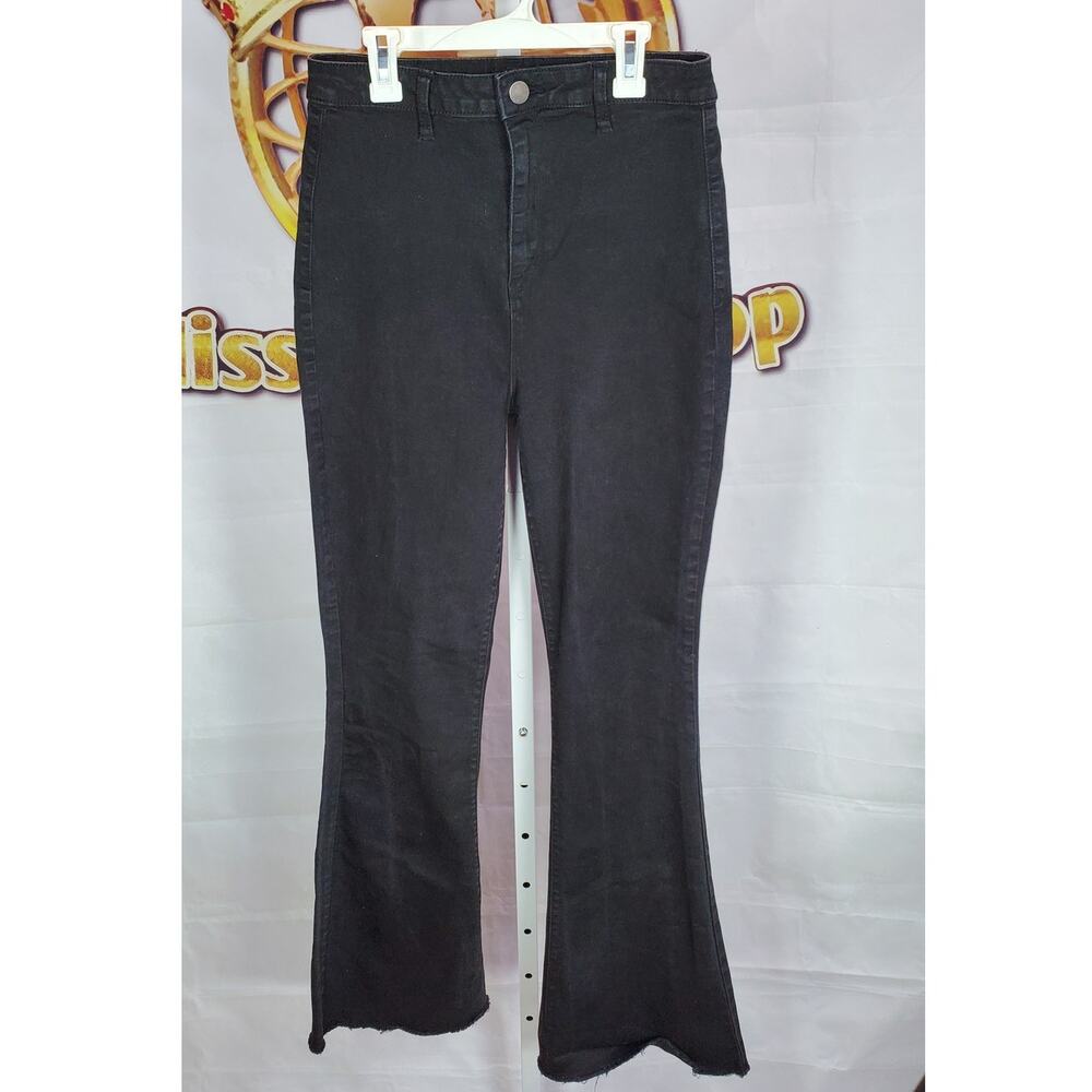 Fashion Nova Black Raw Hem Flare Jeans Size 13